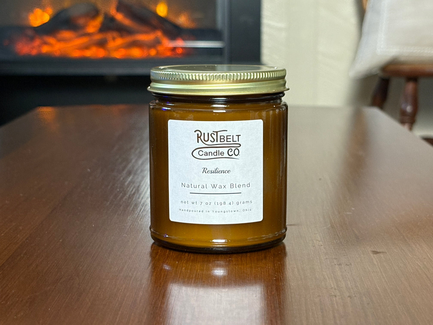 Resilience Scented Candle - White Wax In Amber Jar.