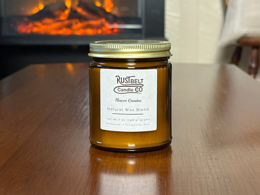 Flower Garden Scented Coco Soy Candle White Wax In Amber Jar