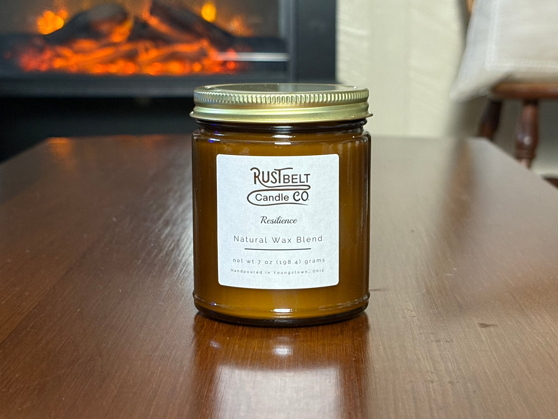 Resilience Scented Candle -  White Wax In Amber Jar.